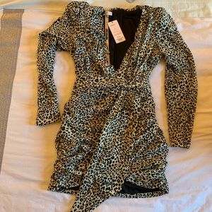 ‘Sandy’ Dalmatian Print Draped Mini Dress